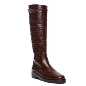 CLAUD BUCKLE RIDING BOOT MAHOGANY CROC EMBOSSED
